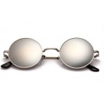 Silver Round Circle Mirror Polarized Lens Vintage Sunglasses